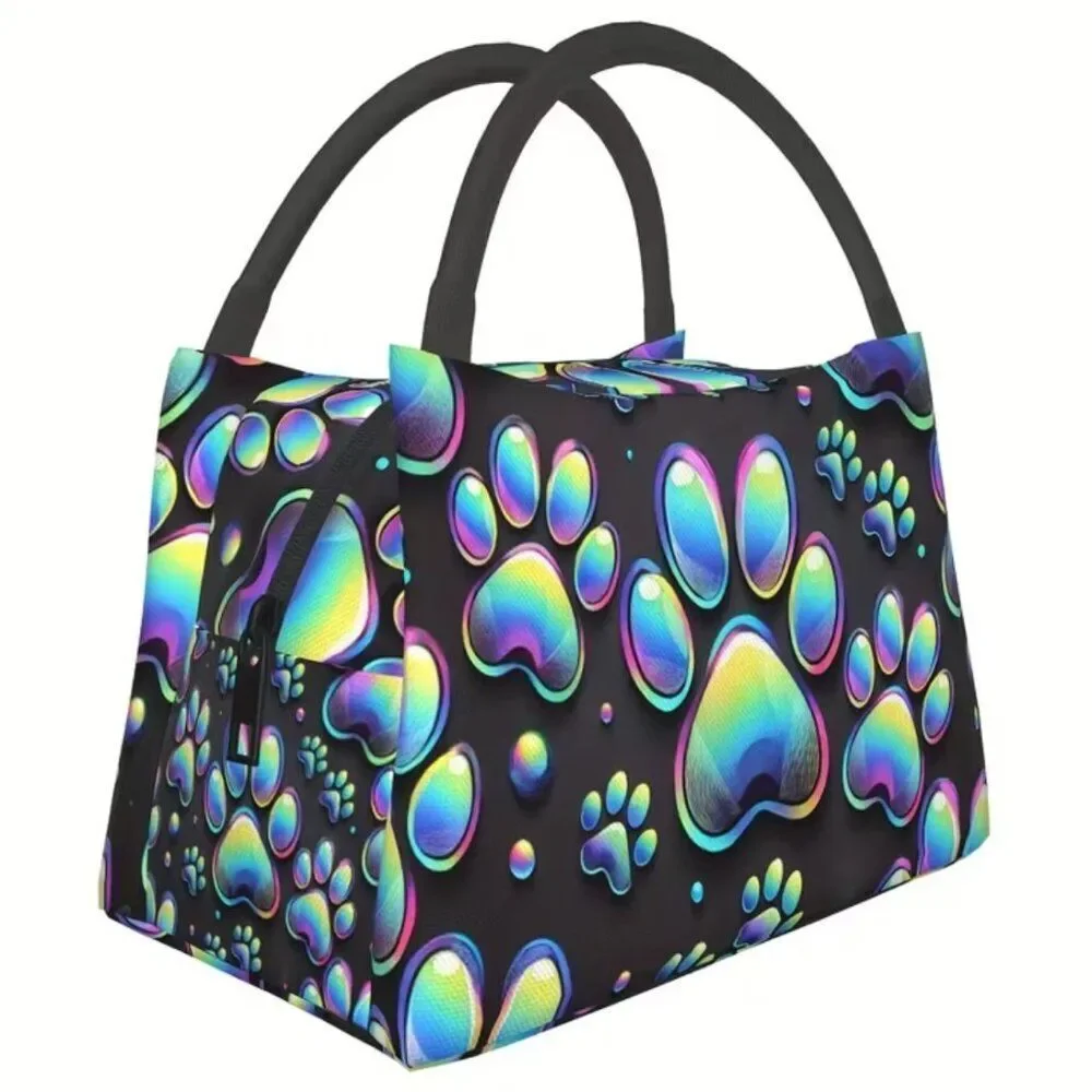 Dog Paw Print  Insulated Lunch Bag – Reusable Cooler Tote